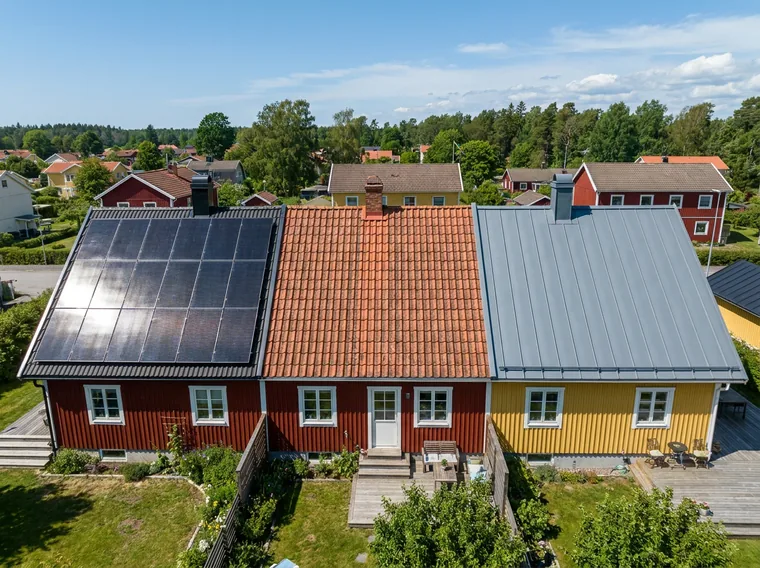 Solceller installerade på olika svenska taktyper
